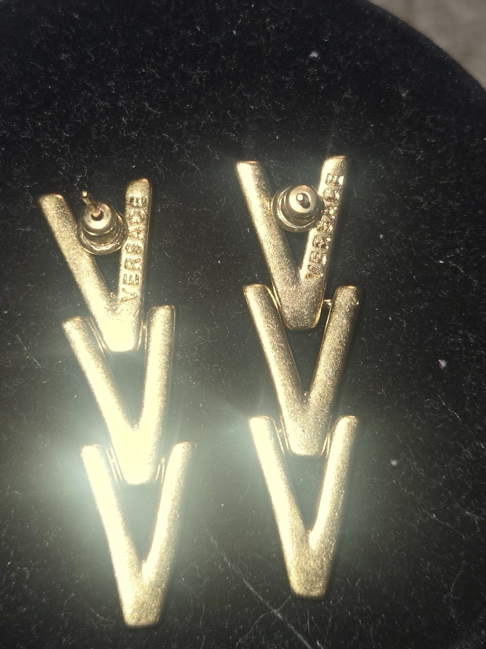 Versace Gold V-Logo Drop Earrings - Gold - Picture 6 of 8